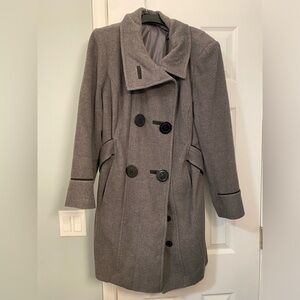 Avenue Wool Charcoal Double-Breasted Trench Coat